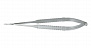 Микроножницы с прямой ручкой, закругленным кончиком, плоским лезвием 15,3 мм, изогнутые вправо, общ. длина 180 мм